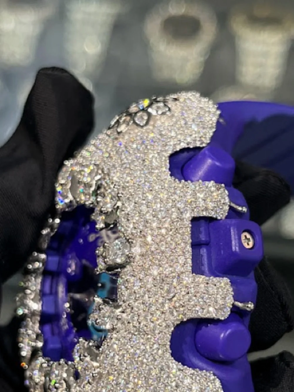 G-Shock Purple Dial Watch with Crystal-Encrusted Bezel